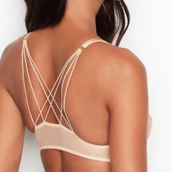 NWT Victoria's Secret Very Sexy Starburst Plunge Bra Cream Underwire Unlined 32B - Picture 2 of 13